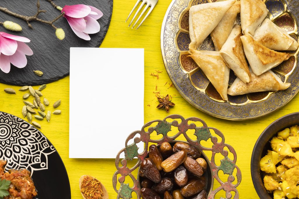 Ramadan iftar box with dates, drinks, and main meal in UAE